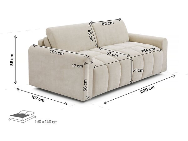 HABITAT ET JARDIN - Canapé lit convertible express "Isadora" - Matelas 18 cm - Couchage 140 cm - 3 places - Beige - large