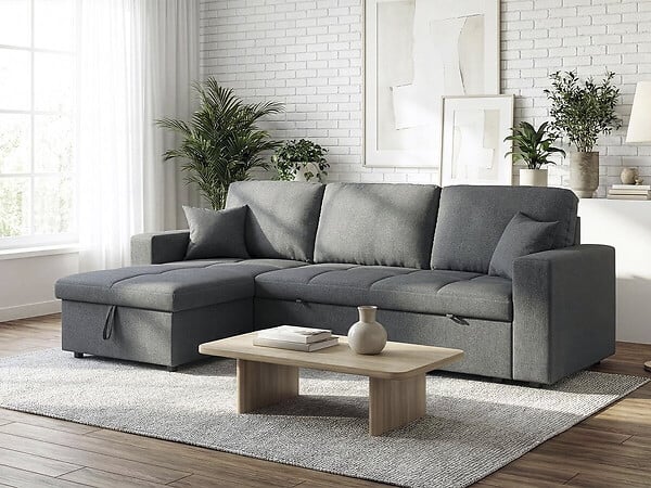 HABITAT ET JARDIN - Canapé d'angle convertible/réversible style bubble "Alain" - 3 places - Gris - large