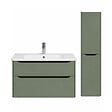 VITRA - Meuble vasque suspendu VitrA Sento Round 80cm Vert mat + Colonne version droite - vignette