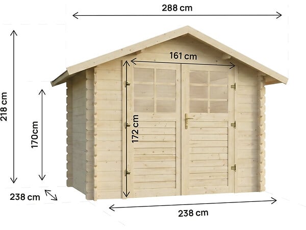 HABITAT ET JARDIN - Abri de jardin en bois "Beaufort" - 6.94 m² -  287 x 241 cm - 28 mm - large