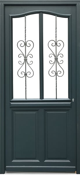 GD MENUISERIES - Porte d'entrée Bois Vitrée Sabrina Gris Anthr., H215 x L90 cm Côte Tableau p.Gauche - large