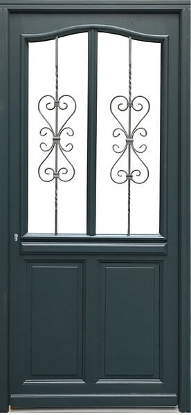 GD MENUISERIES - Porte d'entrée Bois Vitrée Sabrina Gris Anthr., H215 x L90 cm Côte Tableau, p.Droit - large