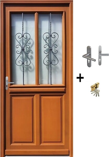 GD MENUISERIES - Porte d'entrée Bois Vitrée SyraH H215 x L90 cm Côte Tableau p.Droit (Poignée, Barillet ref N158RPL -IN158RCI) - large