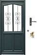 GD MENUISERIES - Porte d'entrée Bois Vitrée Sabrina Gris Anthr., H215 x L90 cm Côte Tableau p.Gauche (Poignée, Barillet ref 010403FP) - vignette