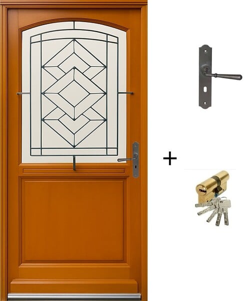GD MENUISERIES - Porte d'entrée Bois Vitrage Transparent, EliotH H215 x L90 cm Côte Tableau p.Gauche (Poignée, Barillet ref 010403FP) - large