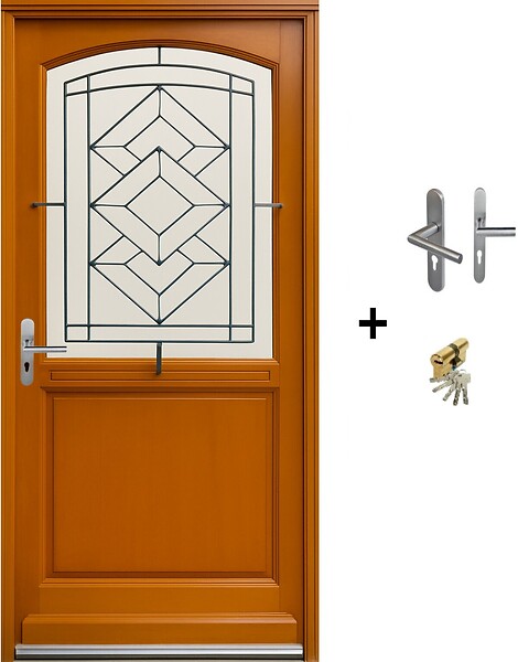 GD MENUISERIES - Porte d'entrée Bois Vitrage Transparent, ELIOTH H215 x L90 cm Côte Tableau p.Droit (Poignée, Barillet ref N158RPL -IN158RCI) - large
