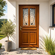 GD MENUISERIES - Porte d'entrée Bois Vitrée Mathis, H200 x L90 cm Côte Tableau p.Droit (Poignée, Barillet ref IN158RPL2 - IN303NEW) - vignette