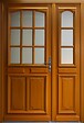 GD MENUISERIES - Porte d'entrée Tiercée Bois Vitrée Marine H215xL140 cm Côte Tableau p. Gauche - vignette