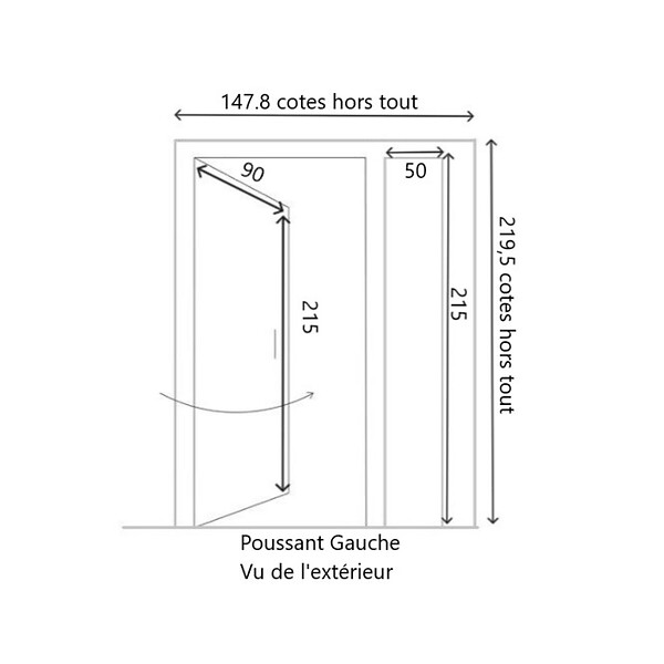 GD MENUISERIES - Porte d'entrée Tiercée Bois Vitrée Marine H215xL140 cm Côte Tableau p. Gauche - large