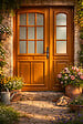 GD MENUISERIES - Porte d'entrée Tiercée Bois Vitrée Marine H215xL140 cm Côte Tableau p.Gauche (Poignée, Barillet ref IN158RPL2 - IN303NEW) - vignette