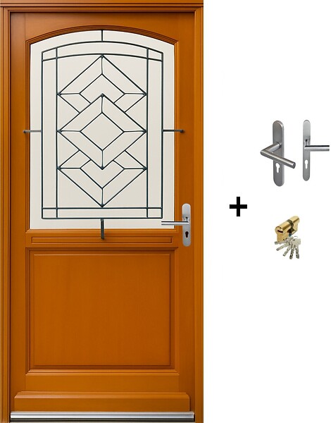 GD MENUISERIES - Porte d'entrée Bois Vitrage Transparent, ELIOTH H215 x L90 cm Côte Tableau p.Gauche (Poignée, Barillet ref N158RPL -IN158RCI) - large