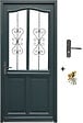 GD MENUISERIES - Porte d'entrée Bois Vitrée Sabrina Gris Anthr., H215 x L90 cm Côte Tableau, p.Droit (Poignée, Barillet ref 010403FP) - vignette