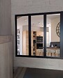 GD MENUISERIES - Verriere d'Atelier Bois MDF Noir 3 Vitrages Clairs H108 cm x L112 cm - vignette