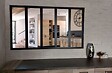 GD MENUISERIES - Verriere d'Atelier Bois MDF Noir 5 Vitrages Clairs H108 cm x L182 cm - vignette