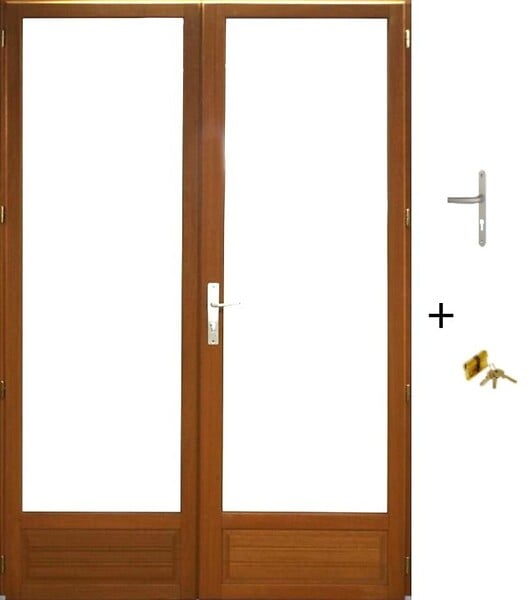 GD MENUISERIES - Porte Fenetre Bois 2 Vantaux H205 x L120 cm Côte Tableau (Poignée, Barillet ref 01245F924) - large