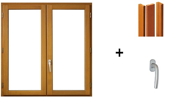 GD MENUISERIES - fenetre Bois 2 Vantaux H195 x L110 cm, tapees iso 120 cm (3 de 2,28m), poignee - large