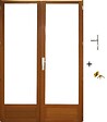 GD MENUISERIES - Porte Fenetre Bois 2 Vantaux H205 x L140 cm Côte Tableau (Poignée, Barillet ref 01245F924) - vignette