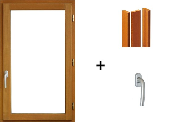 GD MENUISERIES - fenetre Bois 1 Vantail H75 x L60 cm Tirant Droit, tapees iso 100 cm (2 de 1,9m), poignee - large