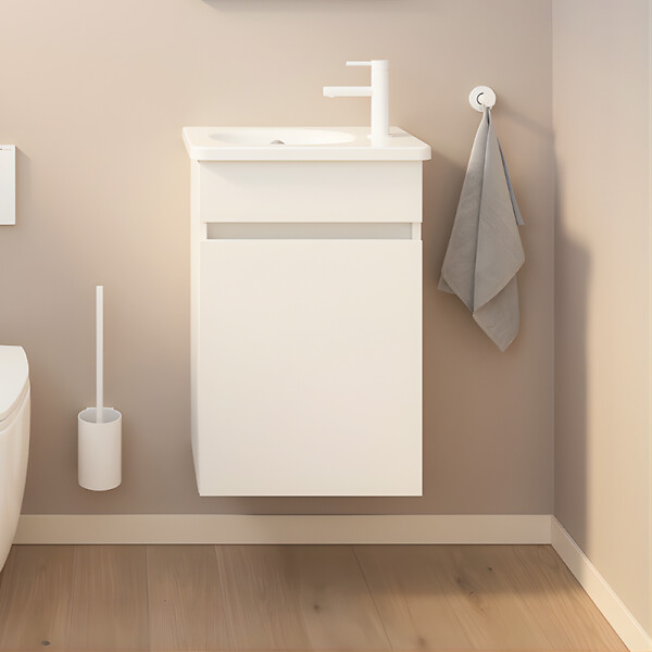 BURGBAD - Meuble WC lave-mains Joline Blanc mat - large