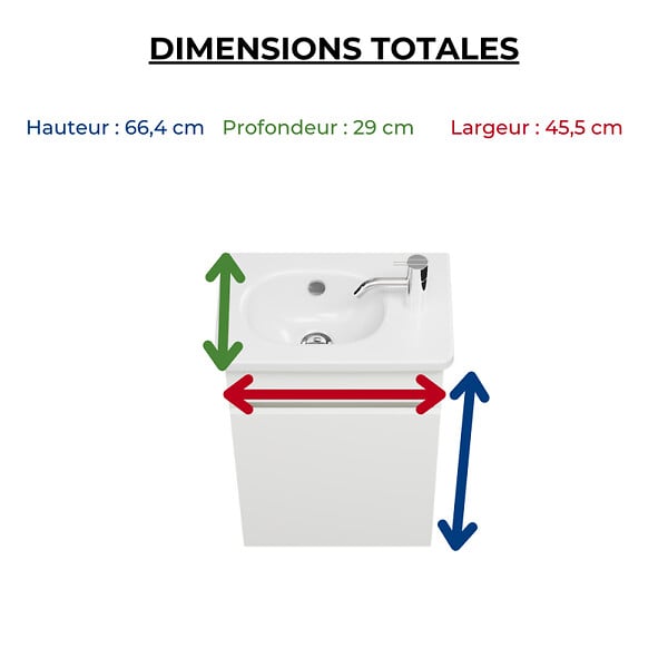 BURGBAD - Meuble WC lave-mains Joline Blanc mat - large