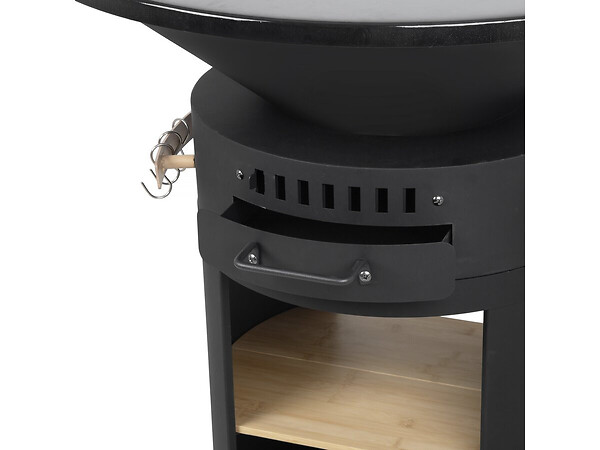 HABITAT ET JARDIN - Barbecue plancha brasero avec four à pizza "César premium"- Ø 81 cm - Noir - large