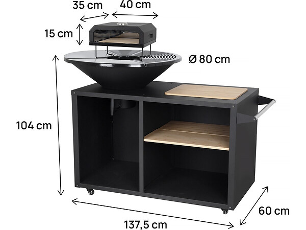 HABITAT ET JARDIN - Barbecue plancha brasero avec four à pizza "Maréchal" - Ø 81 cm  - Noir - large