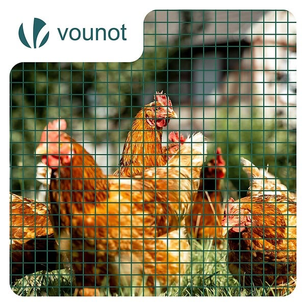 VOUNOT - Grillage a maille soude en acier gaine PVC 13mm fil 0.8mm 0.5x25m vert - large