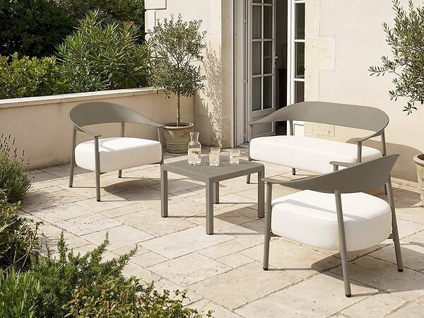 HABITAT ET JARDIN - Salon de jardin en métal et plastique "Céora" - 4 places - Taupe - large