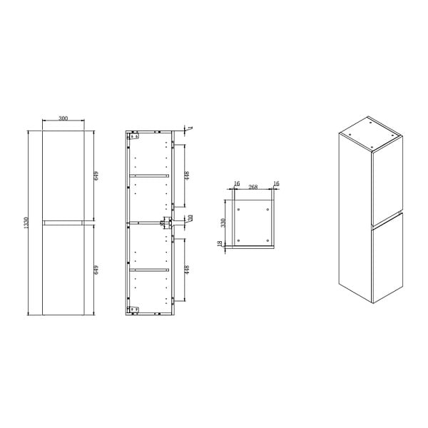 SWISS AQUA TECHNOLOGIES - B-Way 30x133x35 cm meuble de salle de bain haut à suspendre, noyer mat (BWAY35N) - large