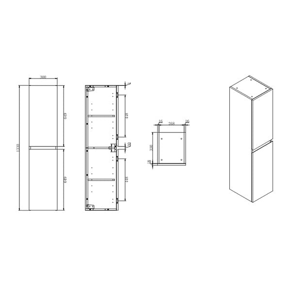 SWISS AQUA TECHNOLOGIES - B-Way 30x133x35 cm meuble de salle de bain suspendu haut en bois, blanc brillant (BWAY35W) - large