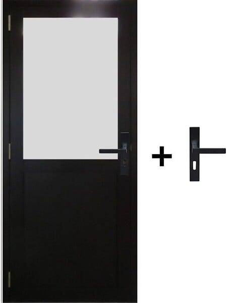 GD MENUISERIES - Bloc Porte Athena Noir H204 x L83 cm Côte Tableau P.Droit,Poignee - large