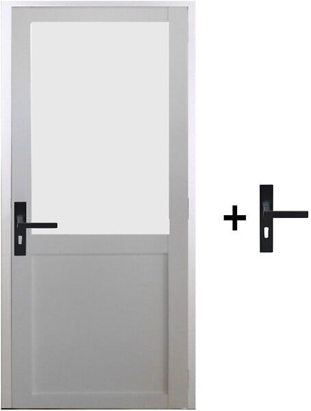 GD MENUISERIES - Bloc Porte Athena BLANC H204 x L83 cm Côte Tableau P.Droit,Poignee - large