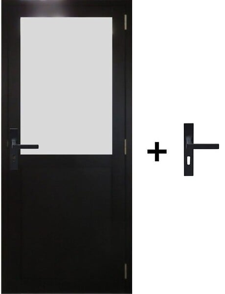 GD MENUISERIES - Bloc Porte Athena Noir H204 x L73 cm Côte Tableau P.Gauche,Poignee - large