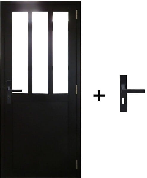 GD MENUISERIES - Bloc Porte Atelier Noir H204 x L83 cm Côte Tableau P.Gauche,Poignee - large