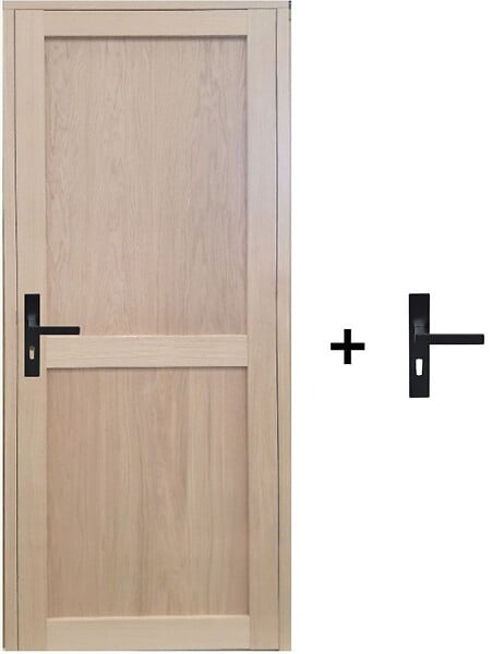GD MENUISERIES - Bloc Porte Atelier 2 Panneaux chene H204 x L83 cm Côte Tableau P.Droit, Poignee - large