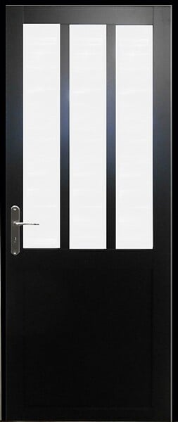 GD MENUISERIES - Bloc Porte Atelier Noir vitre depoli H204 x L73 cm Côte Tableau P.Droit - large