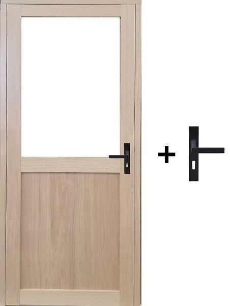 GD MENUISERIES - Bloc Porte Atelier placage chene H204 x L73 cm Côte Tableau P.Gauche, Poignee - large