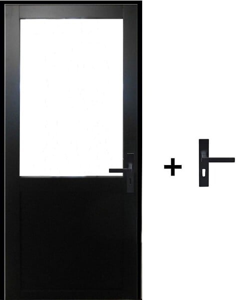 GD MENUISERIES - Bloc Porte Atelier Noir sans meneau H204 x L83 cm Côte Tableau P.Gauche,Poignee - large