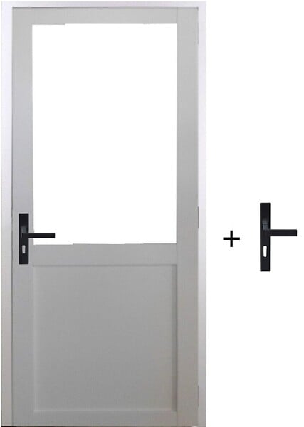 GD MENUISERIES - Bloc Porte Atelier BLANC sans meneau H204 x L83 cm Côte Tableau P.Droit,Poignee - large