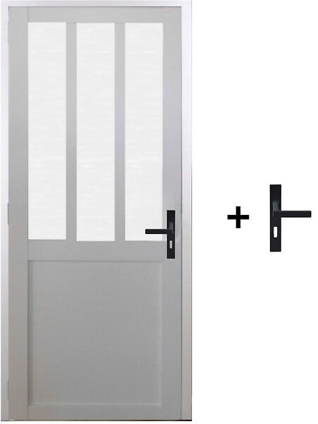 GD MENUISERIES - Bloc Porte Atelier BLANC vitre depoli H204 x L73 cm Côte Tableau P.Gauche,Poignee - large