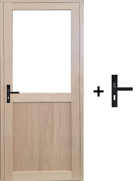 GD MENUISERIES - Bloc Porte Atelier placage chene H204 x L83 cm Côte Tableau P.Droit, Poignee - large