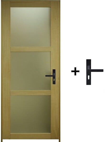GD MENUISERIES - Bloc Porte Ayous Vitrée H204 x L83 cm Côte Tableau P.Gauche,Poignee - large