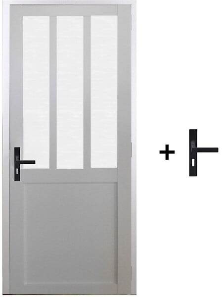 GD MENUISERIES - Bloc Porte Atelier BLANC vitre depoli H204 x L83 cm Côte Tableau P.Droit,Poignee - large