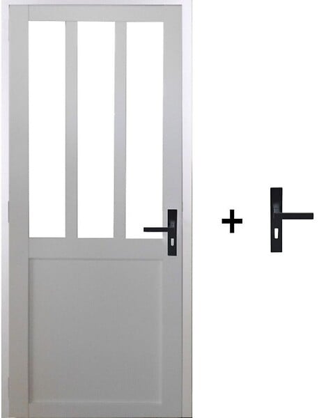 GD MENUISERIES - Bloc Porte Atelier BLANC H204 x L83 cm Côte Tableau P.Gauche,Poignee - large