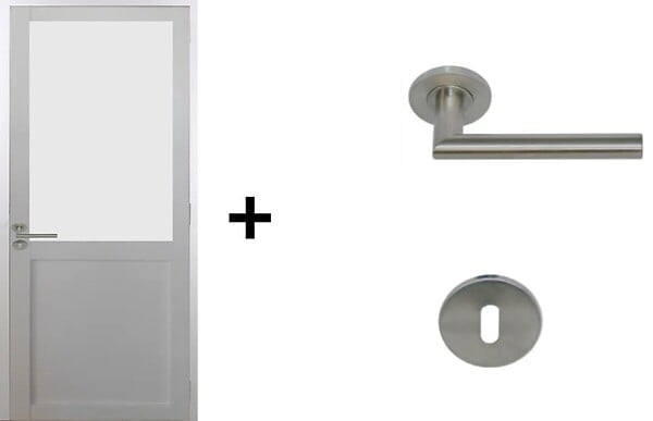 GD MENUISERIES - Bloc Porte Athena BLANC H204 x L83 cm Côte Tableau P.Droit,Poignee Pomerol - large