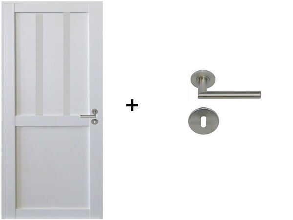 GD MENUISERIES - Bloc Porte Atelier 2 panneaux Blanc H204 x L83 cm Côte Tableau P.Gauche,Poignee Pomerol - large