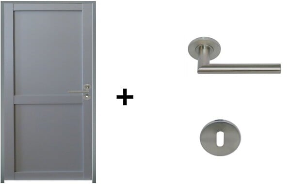 GD MENUISERIES - Bloc Porte Athena Gris Clair 2 panneaux H204 x L83 cm Côte Tableau P.Gauche,Poignee Pomerol - large