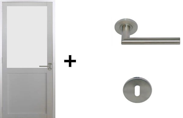 GD MENUISERIES - Bloc Porte Athena BLANC H204 x L83 cm Côte Tableau P.Gauche,Poignee Pomerol - large