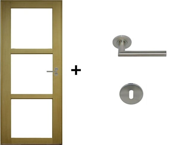 GD MENUISERIES - Bloc Porte Ayous Vitrage transparent H204 x L73 cm Côte Tableau P.Gauche, Poignee Pomerol - large
