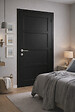 GD MENUISERIES - Bloc Porte Telia noir 4 panneaux H204 x L73 cm Côte Tableau P.Gauche,Poignee Pomerol - vignette